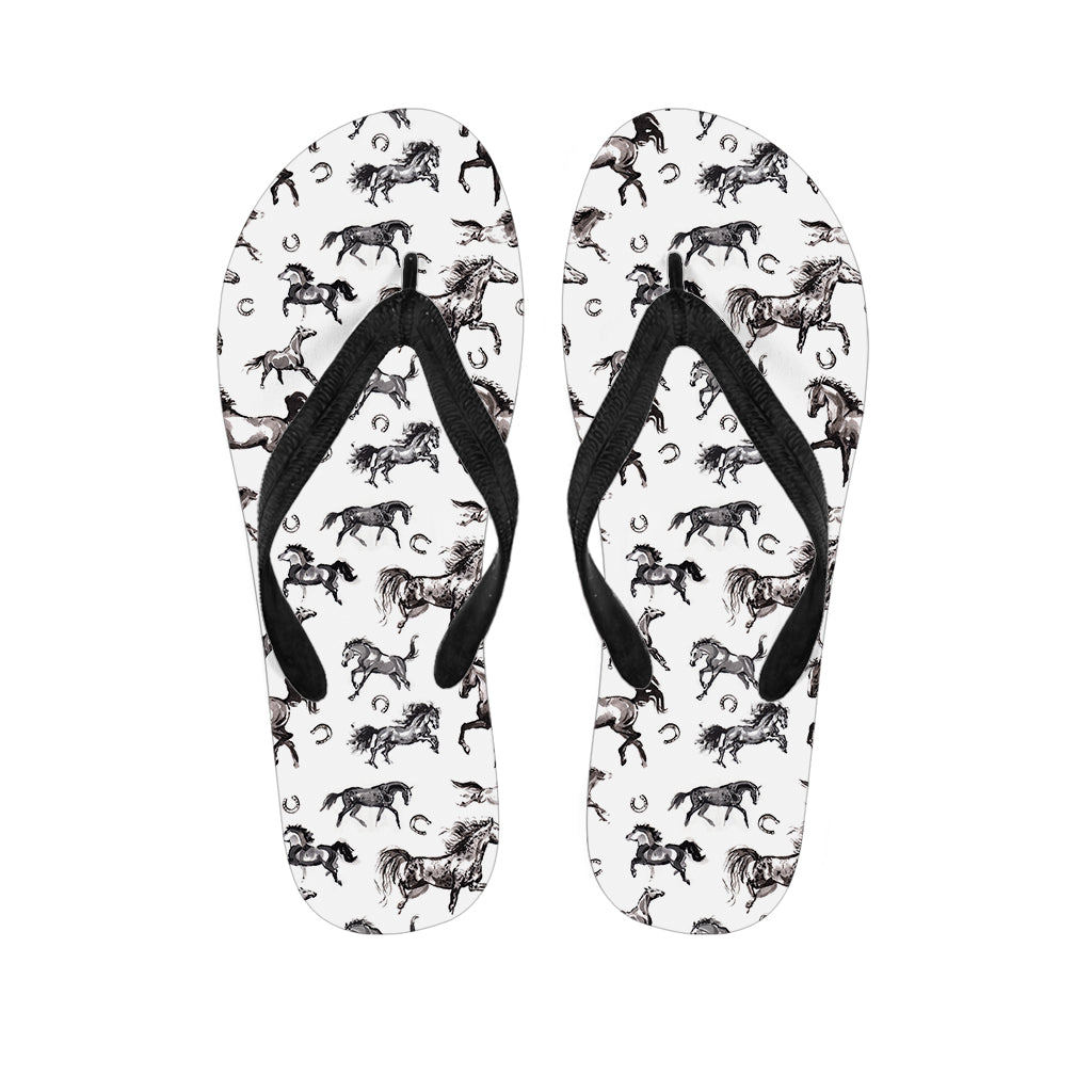 Watercolor Horse Pattern Print Flip Flops