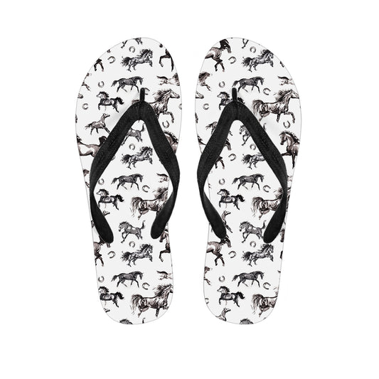 Watercolor Horse Pattern Print Flip Flops