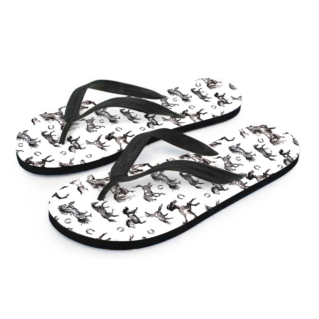 Watercolor Horse Pattern Print Flip Flops