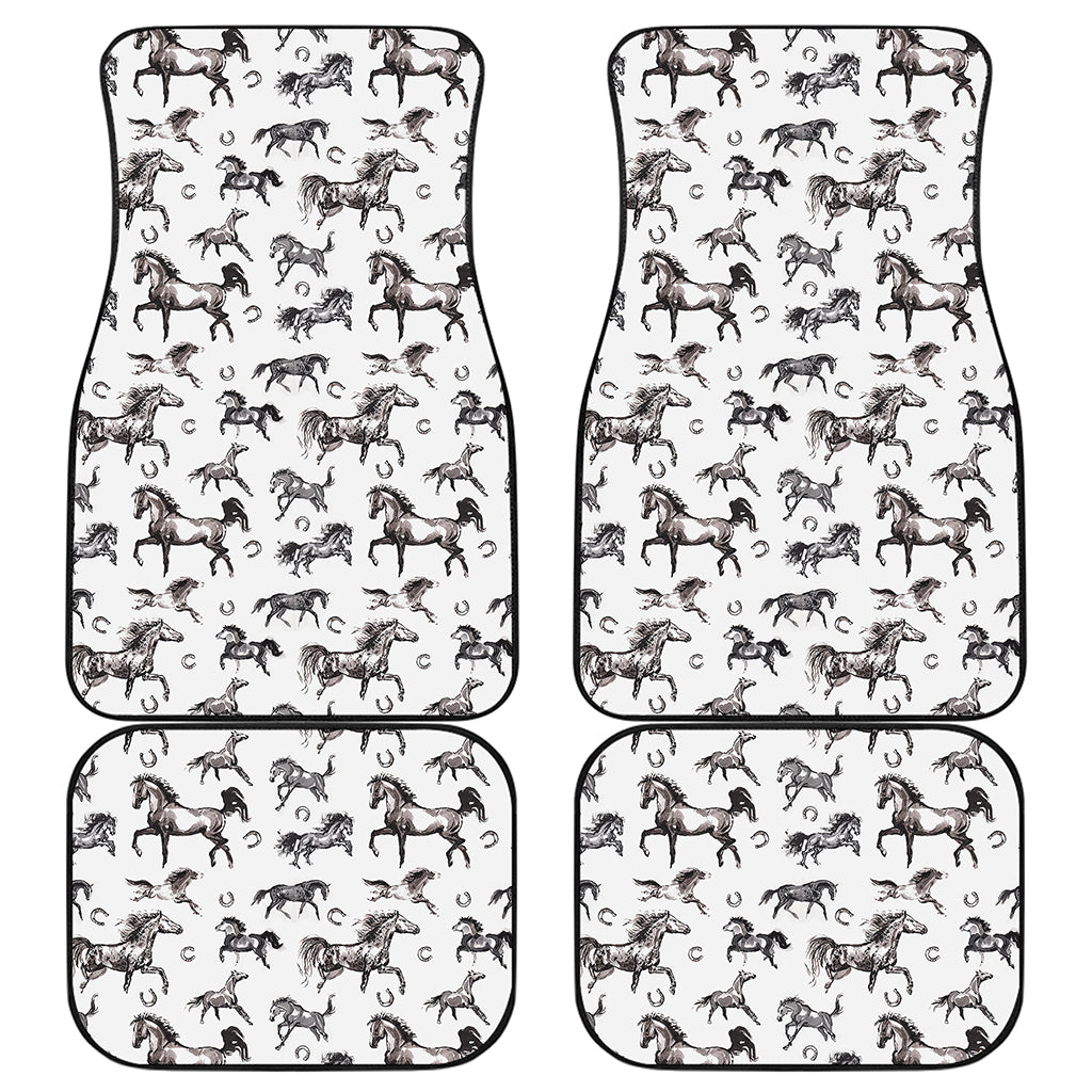 Watercolor Horse Pattern Print Front and Back Car Floor Mats