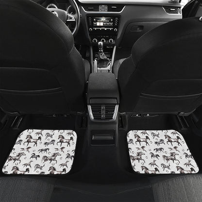 Watercolor Horse Pattern Print Front and Back Car Floor Mats