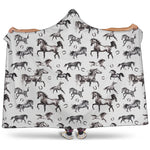 Watercolor Horse Pattern Print Hooded Blanket