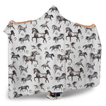 Watercolor Horse Pattern Print Hooded Blanket