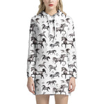 Watercolor Horse Pattern Print Hoodie Dress
