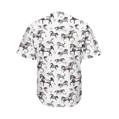 Watercolor Horse Pattern Print Men's Baseball Jersey