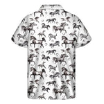 Watercolor Horse Pattern Print Men's Short Sleeve Shirt