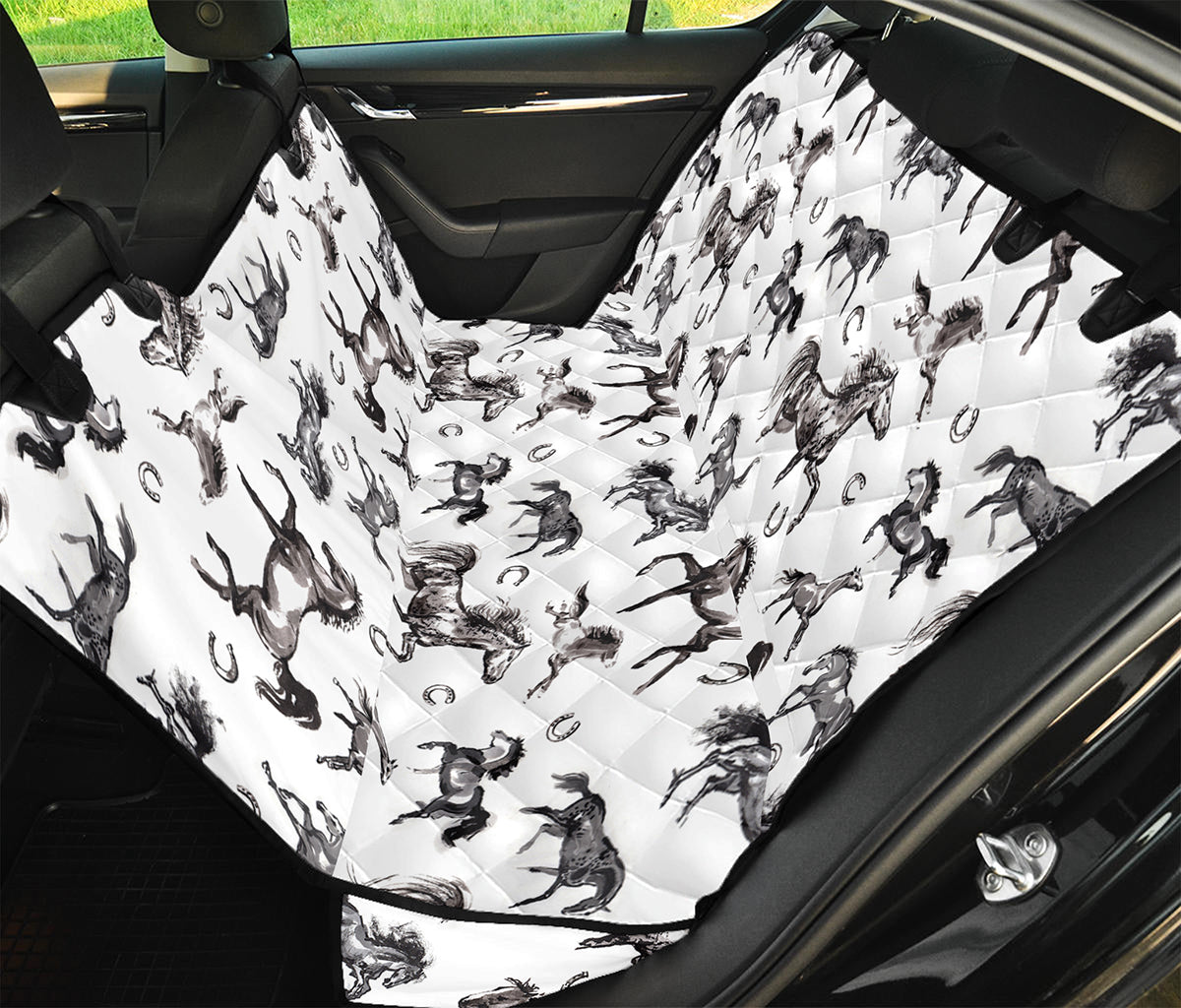 Watercolor Horse Pattern Print Pet Car Back Seat Cover