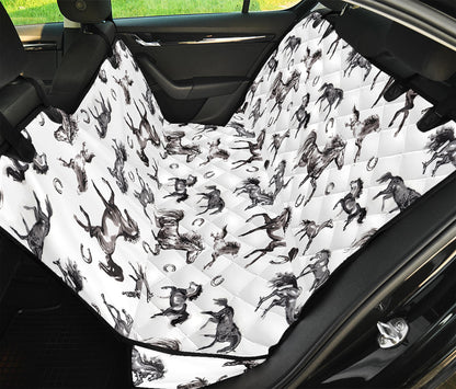 Watercolor Horse Pattern Print Pet Car Back Seat Cover