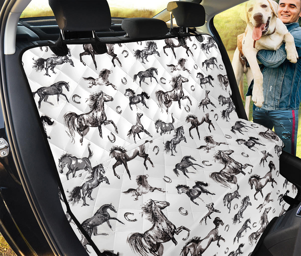 Watercolor Horse Pattern Print Pet Car Back Seat Cover