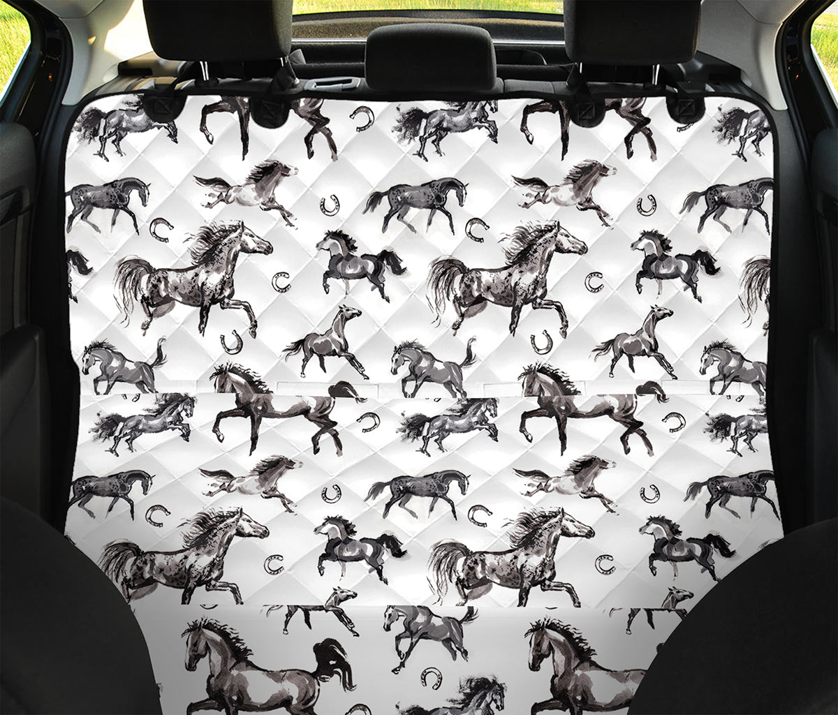 Watercolor Horse Pattern Print Pet Car Back Seat Cover