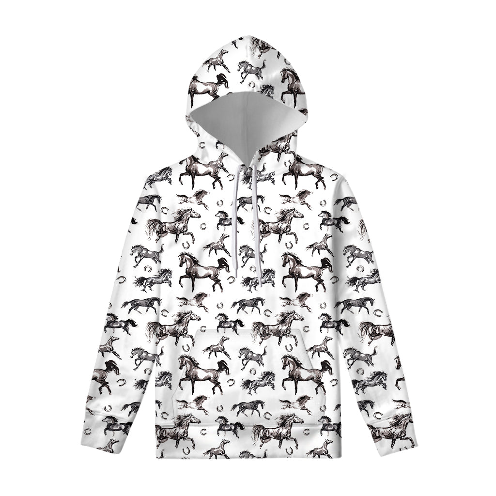 Watercolor Horse Pattern Print Pullover Hoodie
