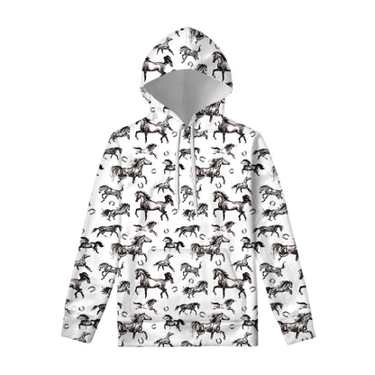 Watercolor Horse Pattern Print Pullover Hoodie