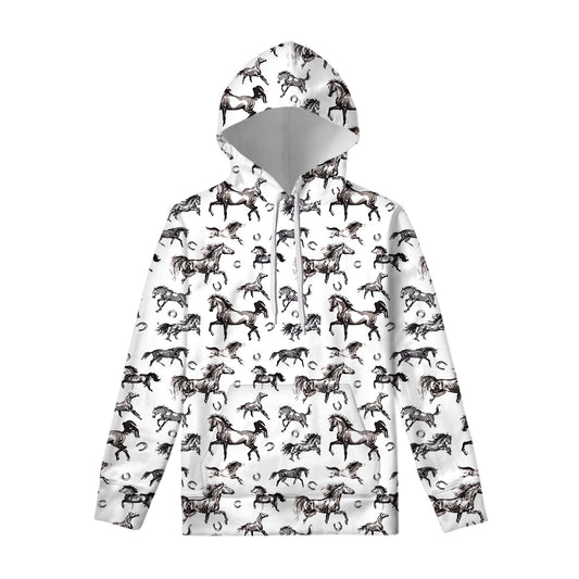 Watercolor Horse Pattern Print Pullover Hoodie