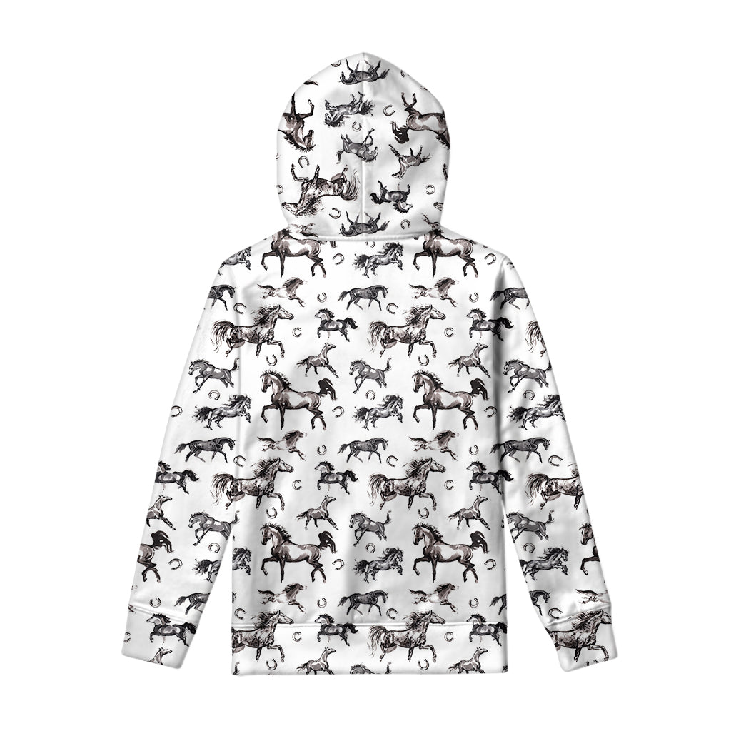 Watercolor Horse Pattern Print Pullover Hoodie