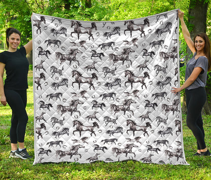 Watercolor Horse Pattern Print Quilt