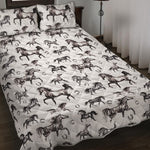 Watercolor Horse Pattern Print Quilt Bed Set