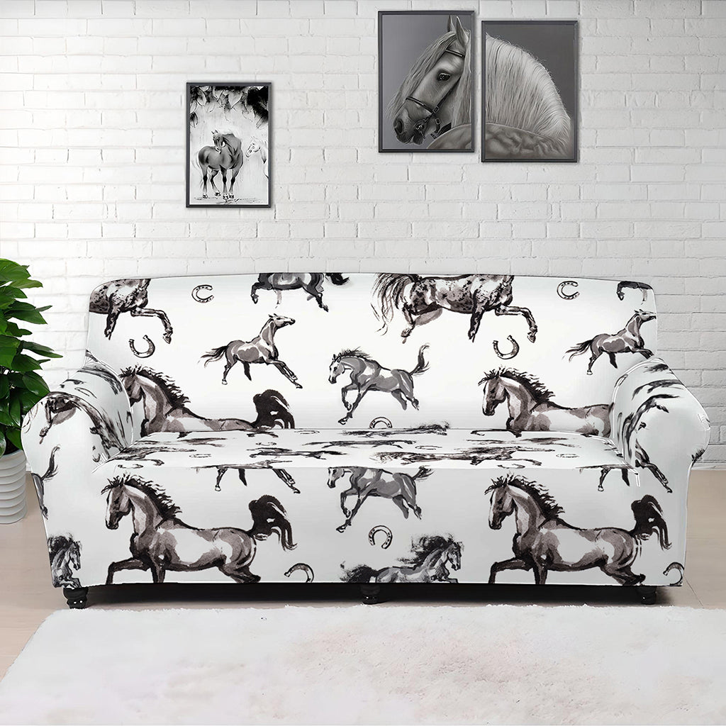 Watercolor Horse Pattern Print Sofa Cover