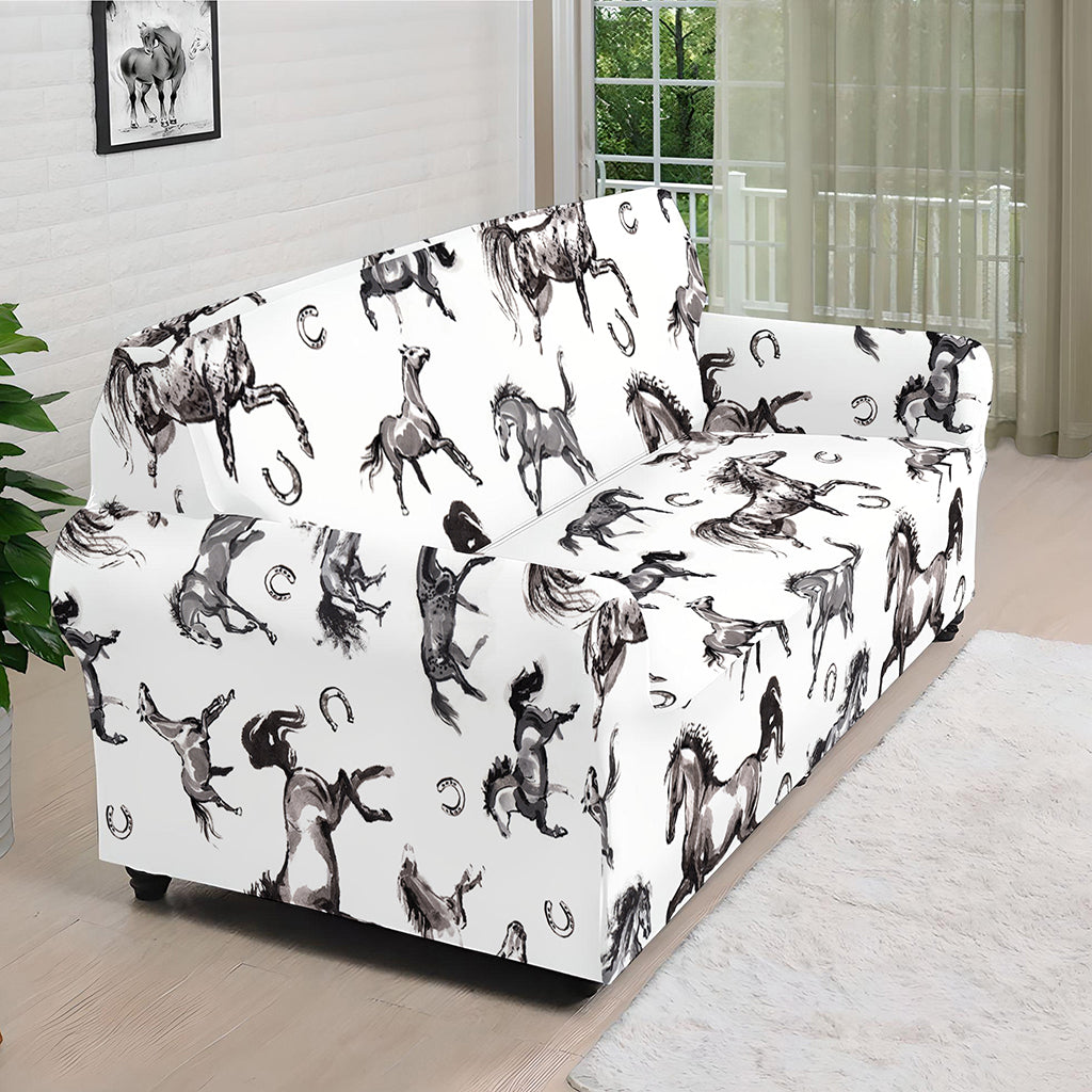 Watercolor Horse Pattern Print Sofa Cover