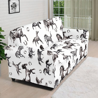 Watercolor Horse Pattern Print Sofa Cover