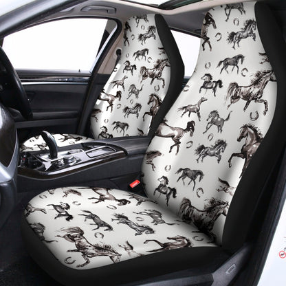 Watercolor Horse Pattern Print Universal Fit Car Seat Covers