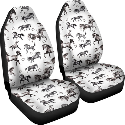 Watercolor Horse Pattern Print Universal Fit Car Seat Covers