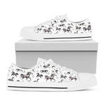 Watercolor Horse Pattern Print White Low Top Shoes