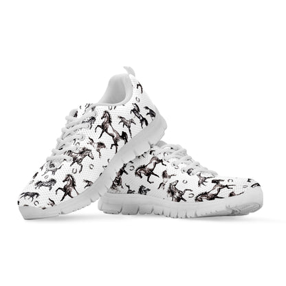 Watercolor Horse Pattern Print White Sneakers