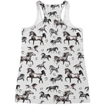 Watercolor Horse Pattern Print Women's Racerback Tank Top