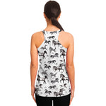 Watercolor Horse Pattern Print Women's Racerback Tank Top