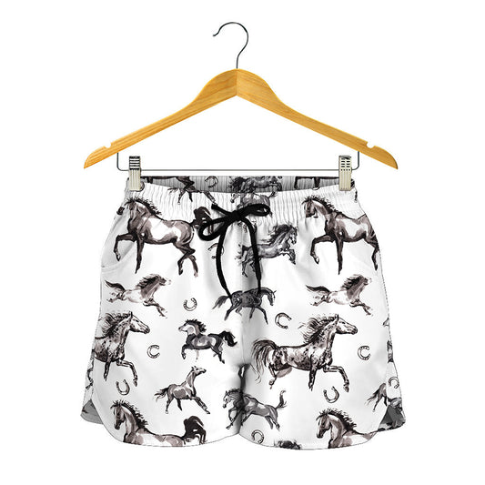 Watercolor Horse Pattern Print Women's Shorts