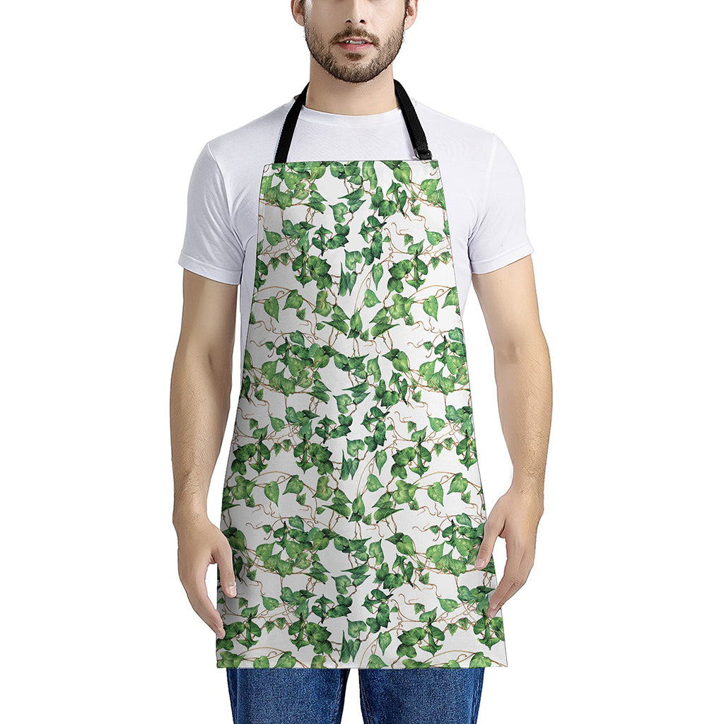 Watercolor Ivy Leaf Pattern Print Apron