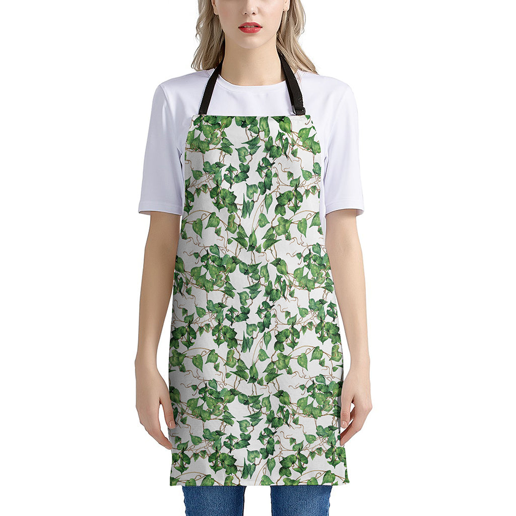 Watercolor Ivy Leaf Pattern Print Apron