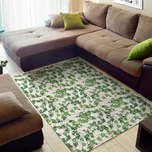 Watercolor Ivy Leaf Pattern Print Area Rug