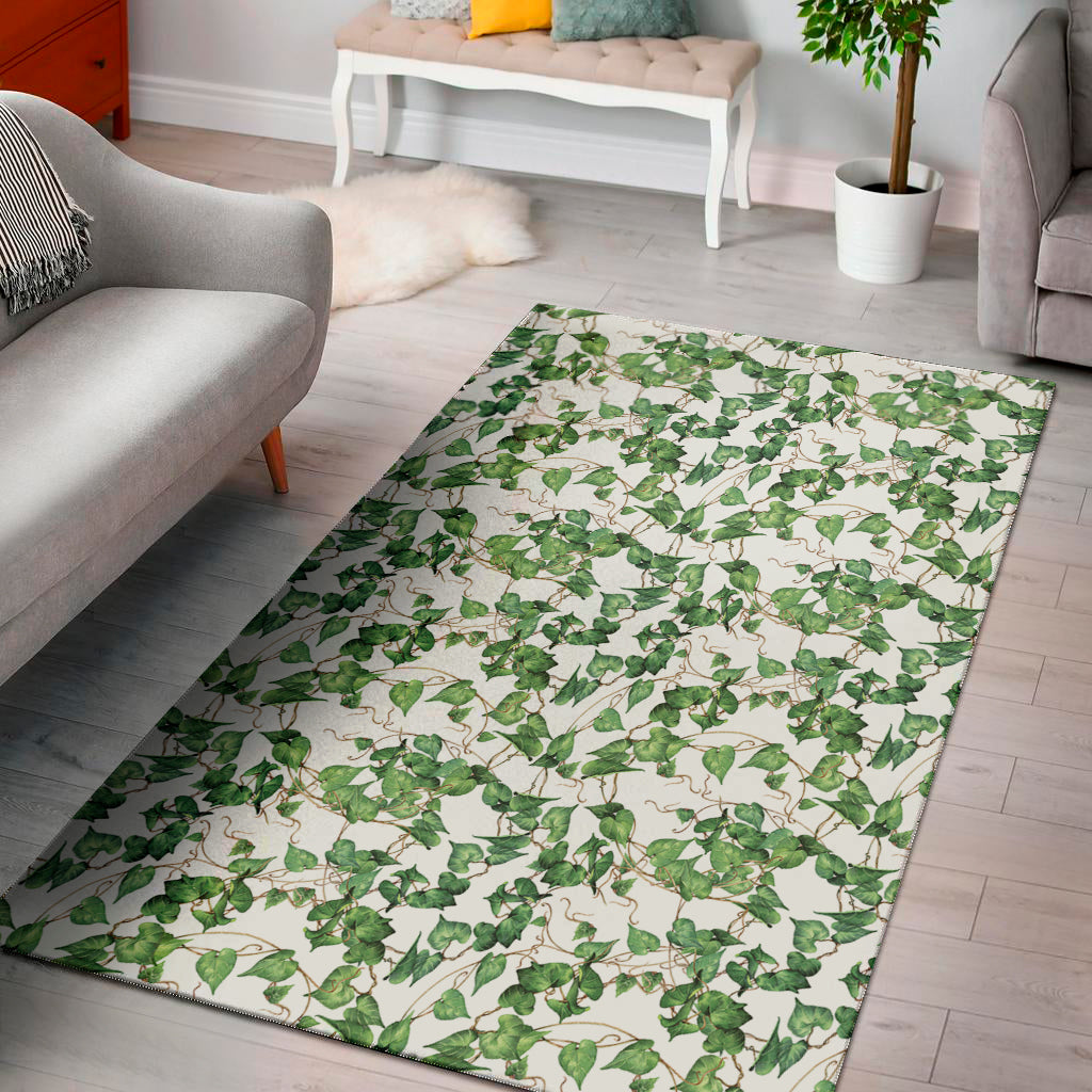 Watercolor Ivy Leaf Pattern Print Area Rug