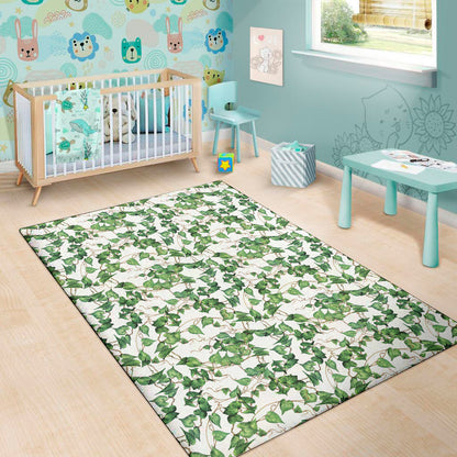Watercolor Ivy Leaf Pattern Print Area Rug