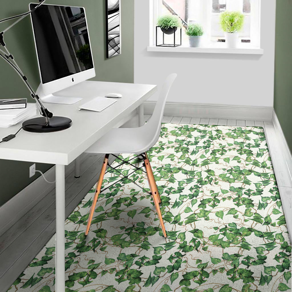 Watercolor Ivy Leaf Pattern Print Area Rug