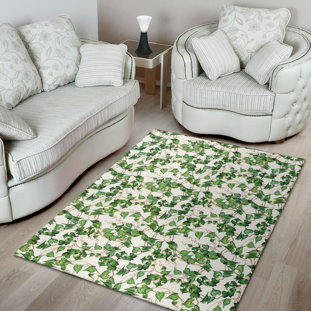 Watercolor Ivy Leaf Pattern Print Area Rug