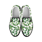 Watercolor Ivy Leaf Pattern Print Black Slip On Shoes
