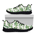 Watercolor Ivy Leaf Pattern Print Black Sneakers