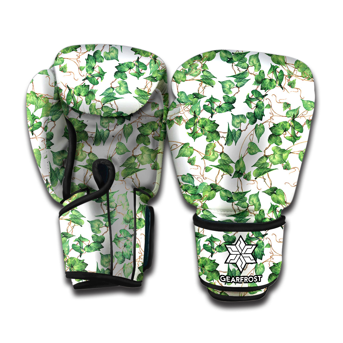 Watercolor Ivy Leaf Pattern Print Boxing Gloves