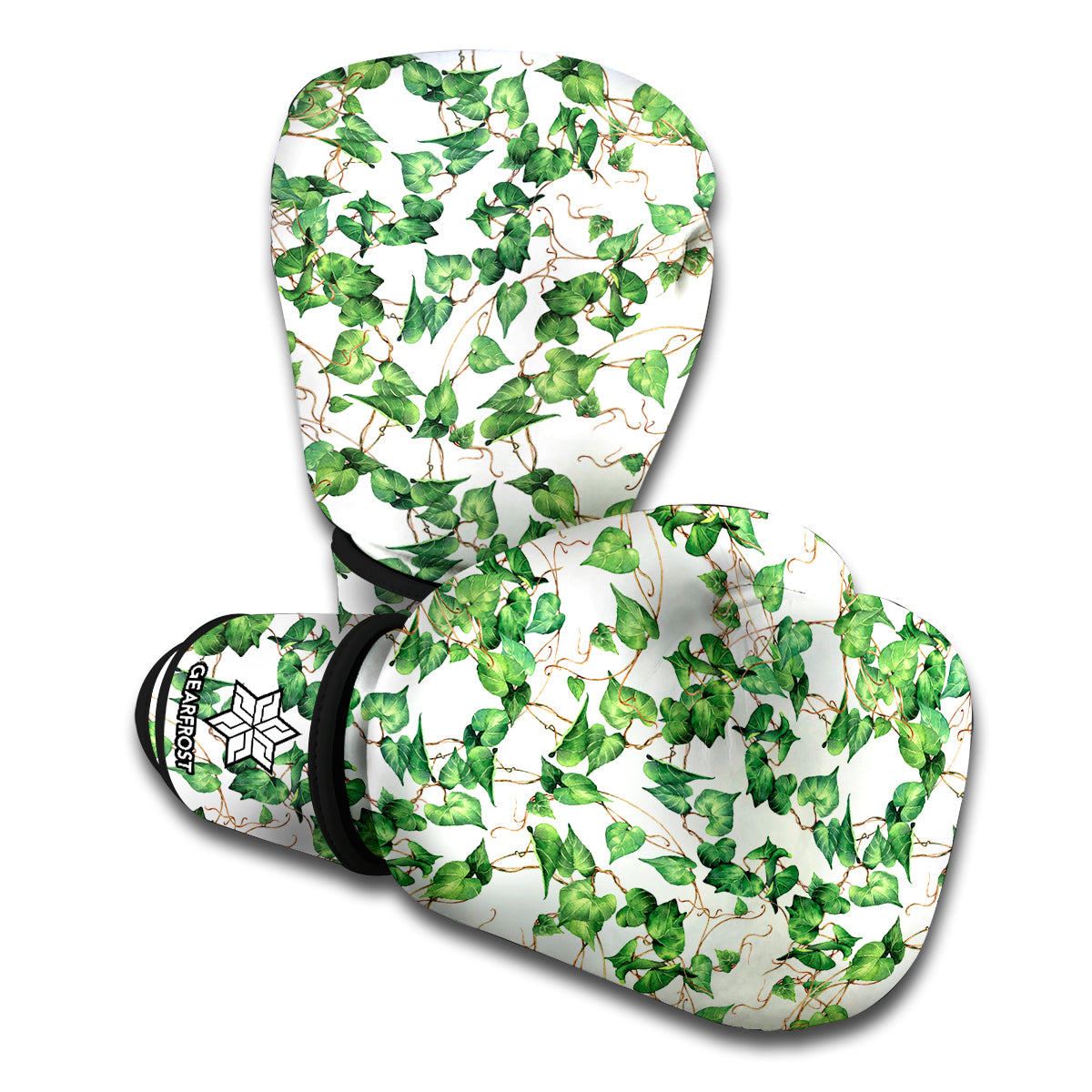 Watercolor Ivy Leaf Pattern Print Boxing Gloves