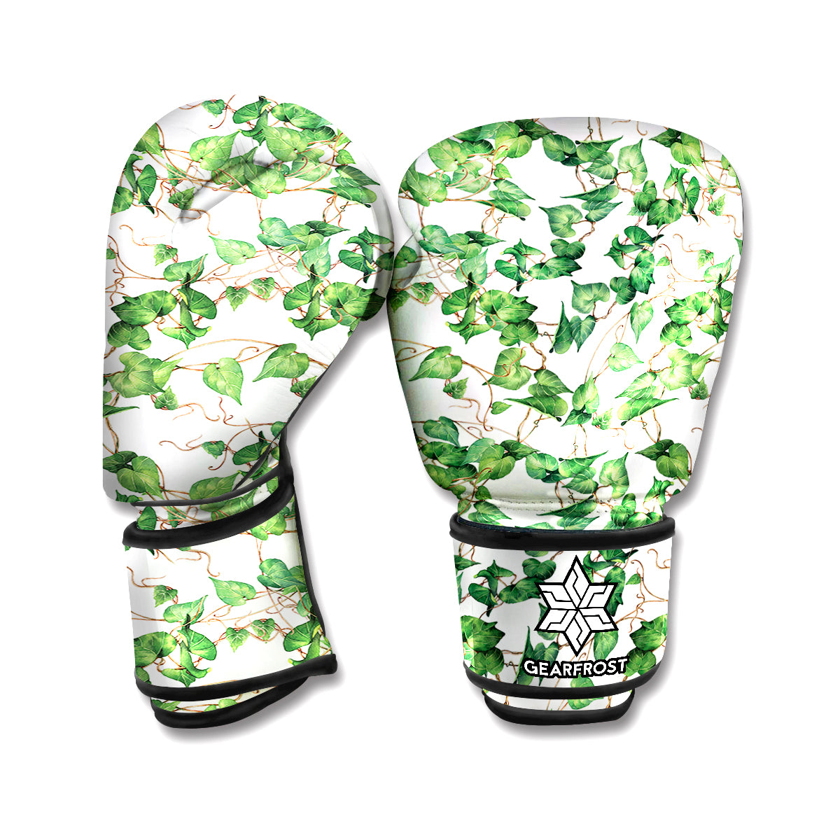 Watercolor Ivy Leaf Pattern Print Boxing Gloves