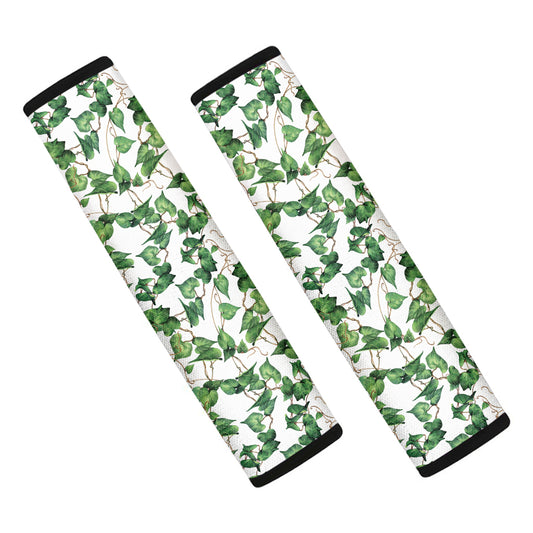 Watercolor Ivy Leaf Pattern Print Car Seat Belt Covers