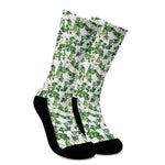 Watercolor Ivy Leaf Pattern Print Crew Socks