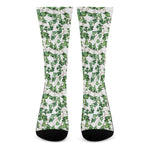 Watercolor Ivy Leaf Pattern Print Crew Socks