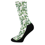 Watercolor Ivy Leaf Pattern Print Crew Socks