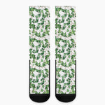 Watercolor Ivy Leaf Pattern Print Crew Socks