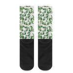 Watercolor Ivy Leaf Pattern Print Crew Socks