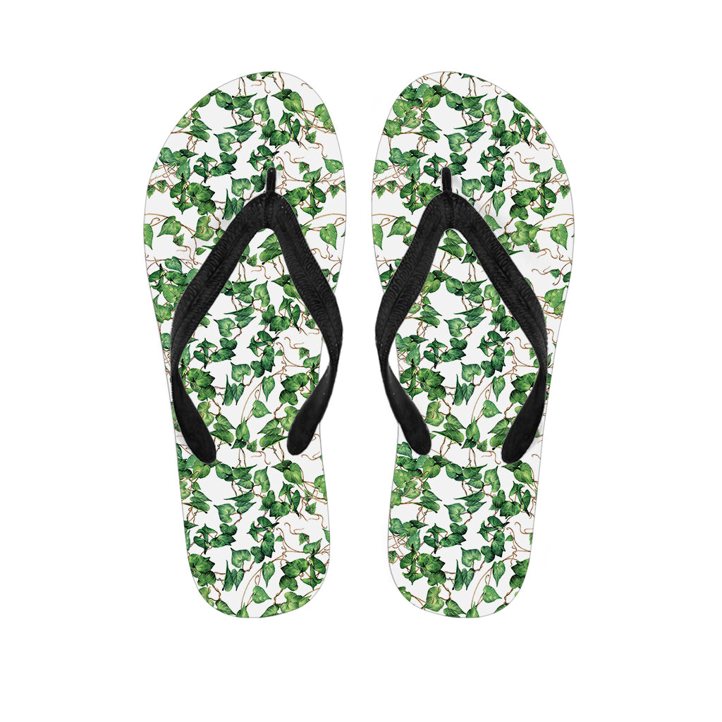 Watercolor Ivy Leaf Pattern Print Flip Flops