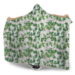 Watercolor Ivy Leaf Pattern Print Hooded Blanket